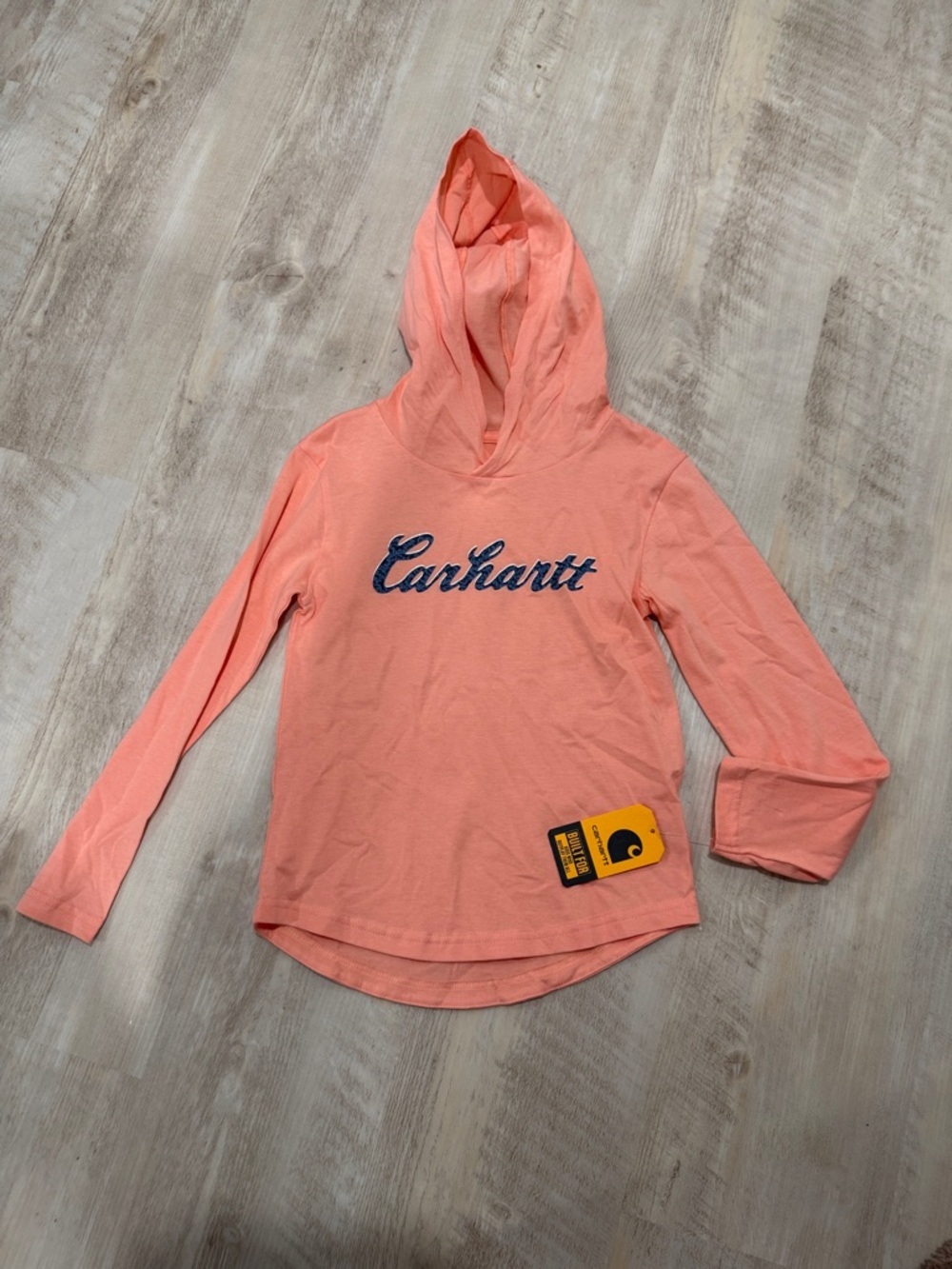 Carhartt Coral-Pink Girls' Hooded Long-Sleeve Tee